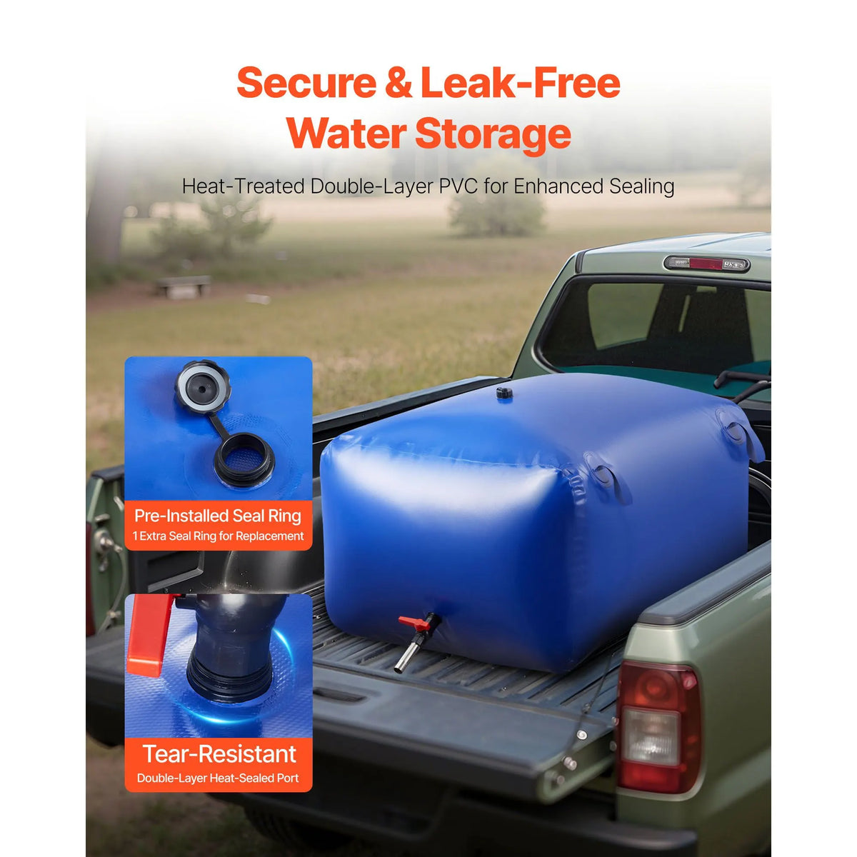 Water Storage Bladder 400L Large Capacity Water Bag, Portable & Collapsible Soft Waters Container, Leakproof & Tear-Resistant PVC Emergency Waters Storage Tank for RV Truck & Outdoor Use - Image 4