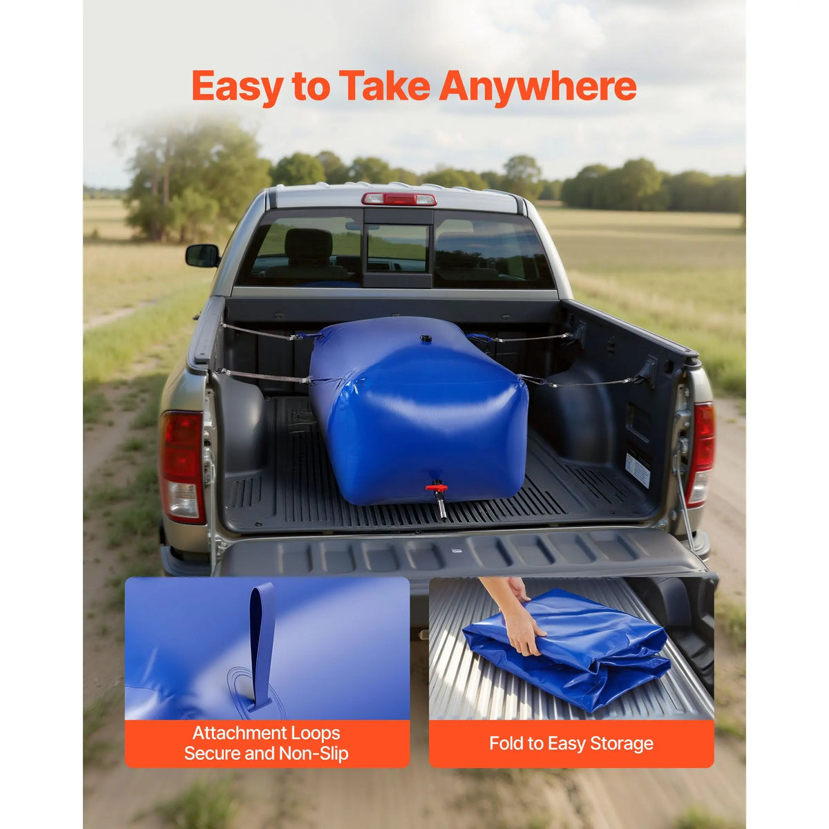 Water Storage Bladder 400L Large Capacity Water Bag, Portable & Collapsible Soft Waters Container, Leakproof & Tear-Resistant PVC Emergency Waters Storage Tank for RV Truck & Outdoor Use - Image 6
