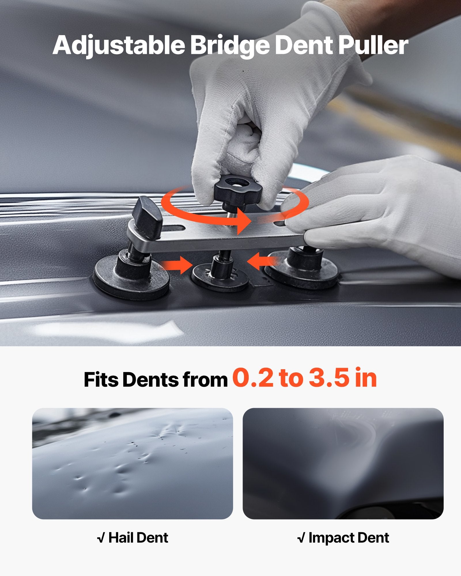 Dent Puller Kit, 60 PCS Paintless Dent Removal Kit with Golden Lifter, Bridge Puller, Rubber Hammer, Glue Gun, Auto Body Hail Damage Repair Remover Tools for Car Refrigerator Door Ding Repair - Image 3