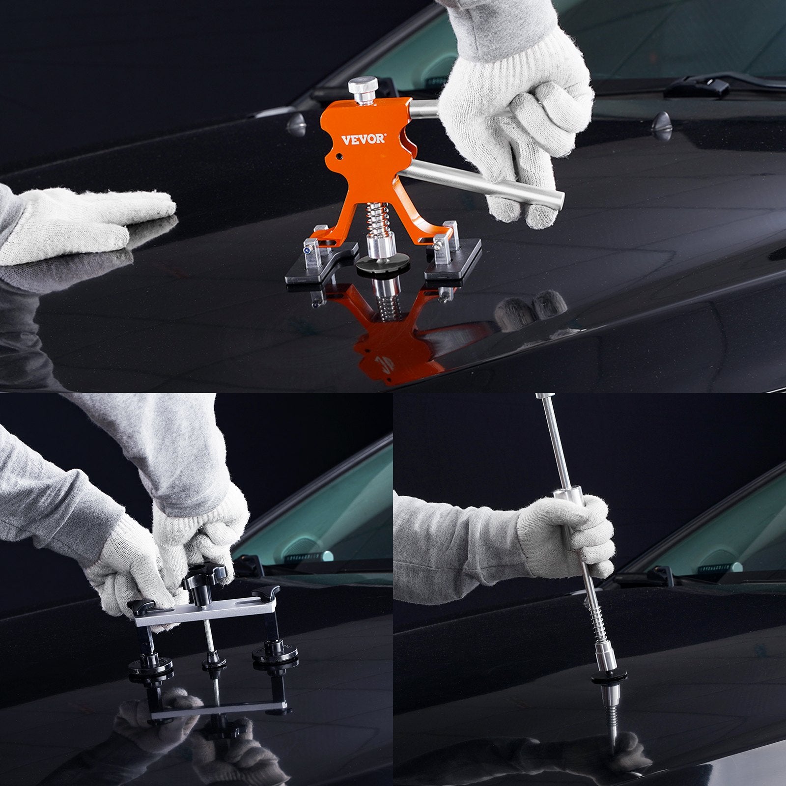 69 PCS Dent Repair Kit, Auto Car Body Paintless Dent Removal Tool Kit, Golden Lifter, Bridge Puller, Slide Hammer Tool Kit for Automobile Body, Washing Machine, Refrigerator - Image 8