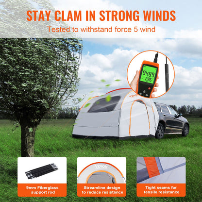 SUV Camping Tent, 8'-8' SUV Tent Attachment for Camping with Rain Layer and Carry Bag, PU2000mm Double Layer Truck Tent, Accommodate 6-8 Person, Rear Tent for Van Hatch Tailgate - Image 5