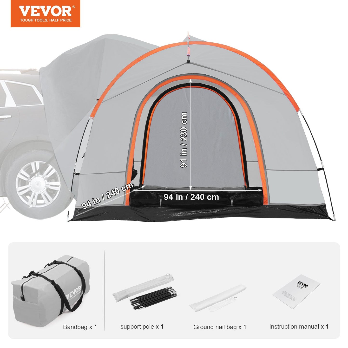 SUV Camping Tent, 8'-8' SUV Tent Attachment for Camping with Rain Layer and Carry Bag, PU2000mm Double Layer Truck Tent, Accommodate 6-8 Person, Rear Tent for Van Hatch Tailgate - Image 7