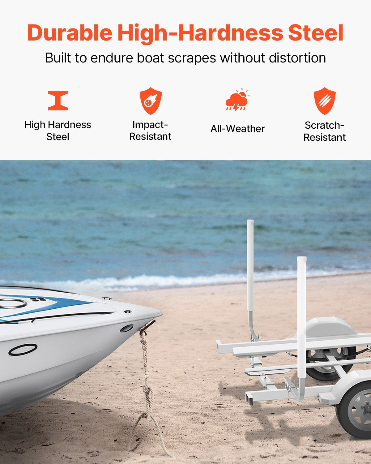 Boat Trailer Guide, 1016mm Adjustable Design Trailer Guide Poles, 2PCS High-Hardness Steel Trailer Guide-Ons, Trailer Guides with PVC Pipe Posts, for Ski Boat, Fishing Boat or Sailboat Trailer - Image 4