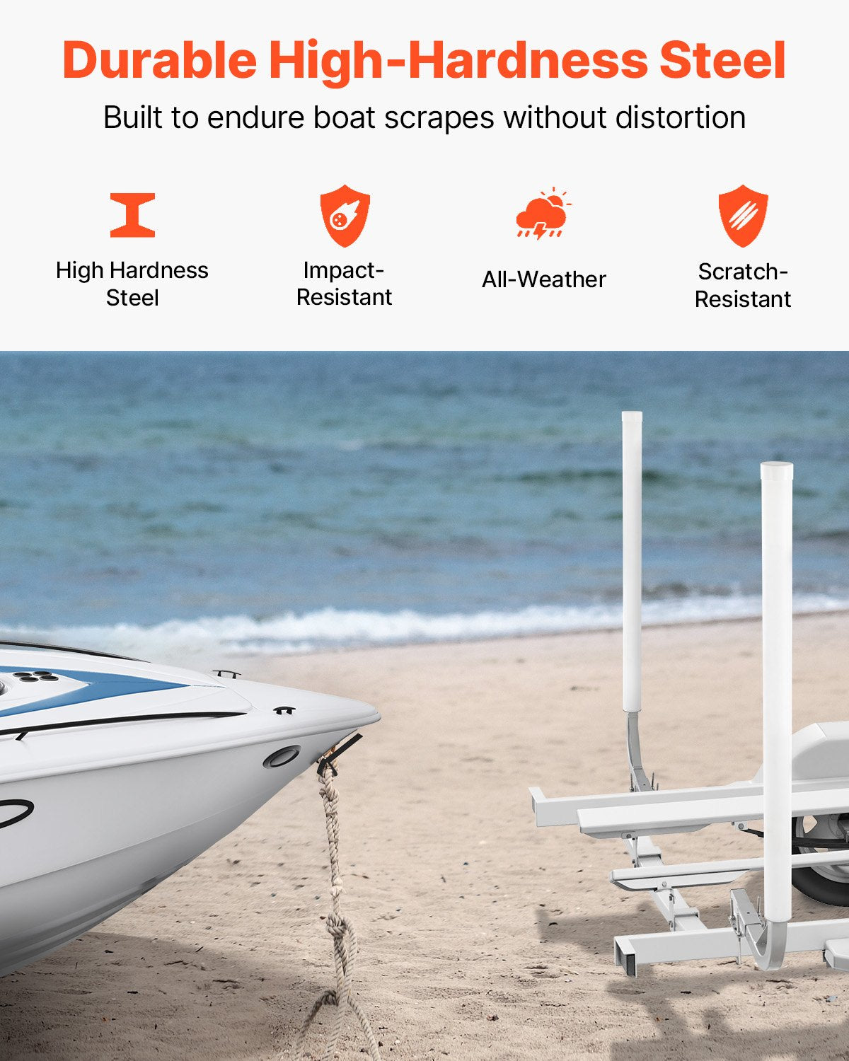 Boat Trailer Guide, 1219.2mm Adjustable Design Trailer Guide Poles, 2PCS High-Hardness Steel Trailer Guide-Ons, Trailer Guides with PVC Pipes, for Ski Boat, Fishing Boat or Sailboat Trailer - Image 4