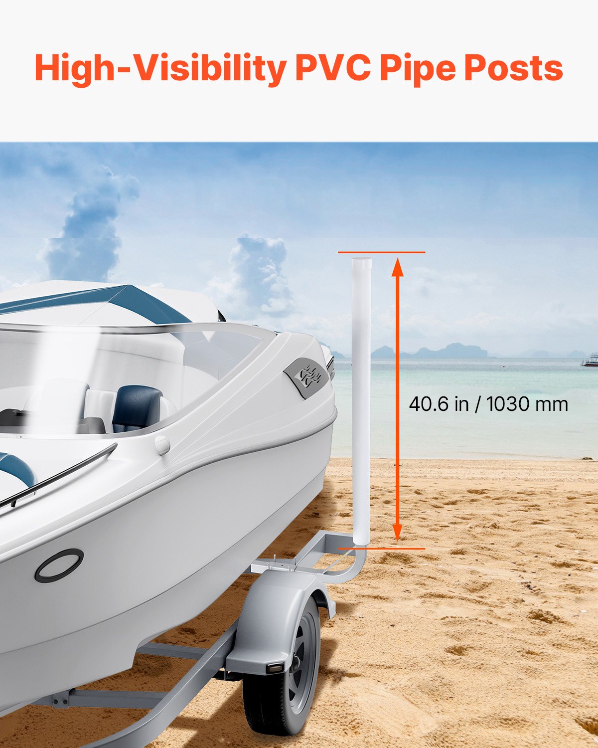 Boat Trailer Guide, 1219.2mm Adjustable Design Trailer Guide Poles, 2PCS High-Hardness Steel Trailer Guide-Ons, Trailer Guides with PVC Pipes, for Ski Boat, Fishing Boat or Sailboat Trailer - Image 5