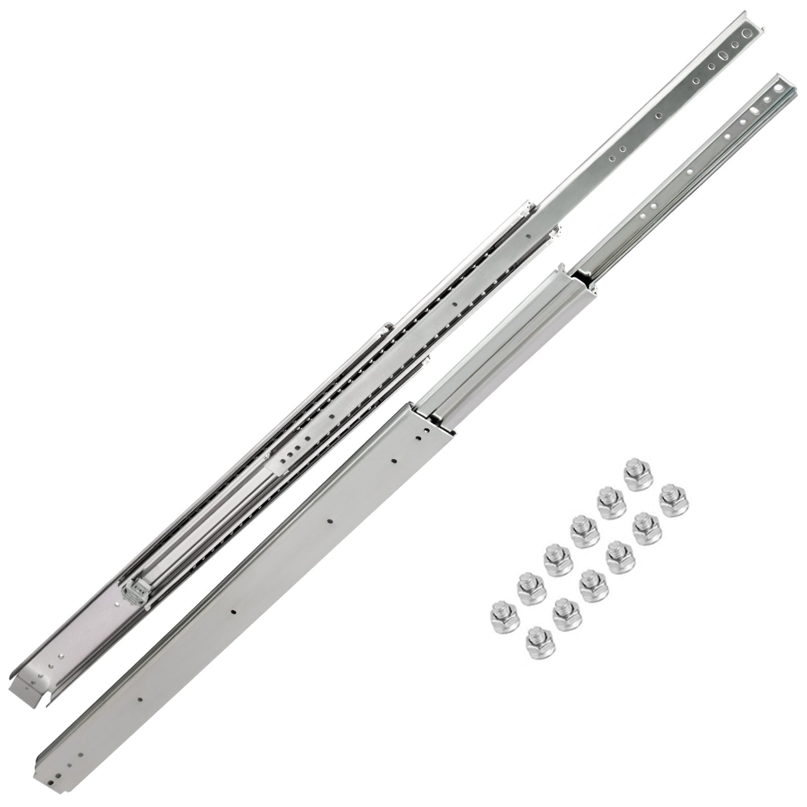 Drawer Slides, 1 Pair 42 Inch Heavy Duty Drawer Slides, Ball Bearing Side Mount Drawer Hardware Slides, 500 LBS Load Capacity 3-Section Full Extension Drawer Slides for Smooth Slide, Less Noise