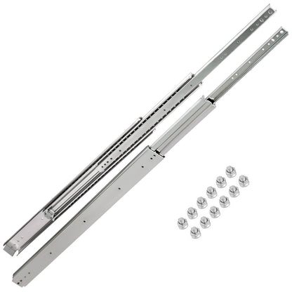 Drawer Slides, 1 Pair 42 Inch Heavy Duty Drawer Slides, Ball Bearing Side Mount Drawer Hardware Slides, 500 LBS Load Capacity 3-Section Full Extension Drawer Slides for Smooth Slide, Less Noise