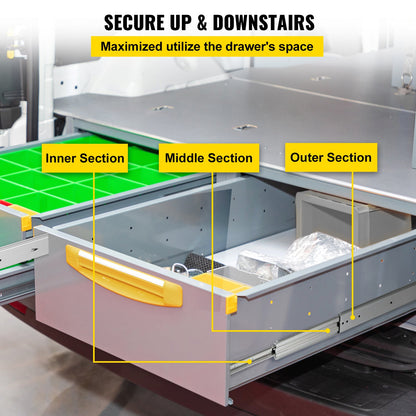 Drawer Slides, 1 Pair 42 Inch Heavy Duty Drawer Slides, Ball Bearing Side Mount Drawer Hardware Slides, 500 LBS Load Capacity 3-Section Full Extension Drawer Slides for Smooth Slide, Less Noise - Image 2