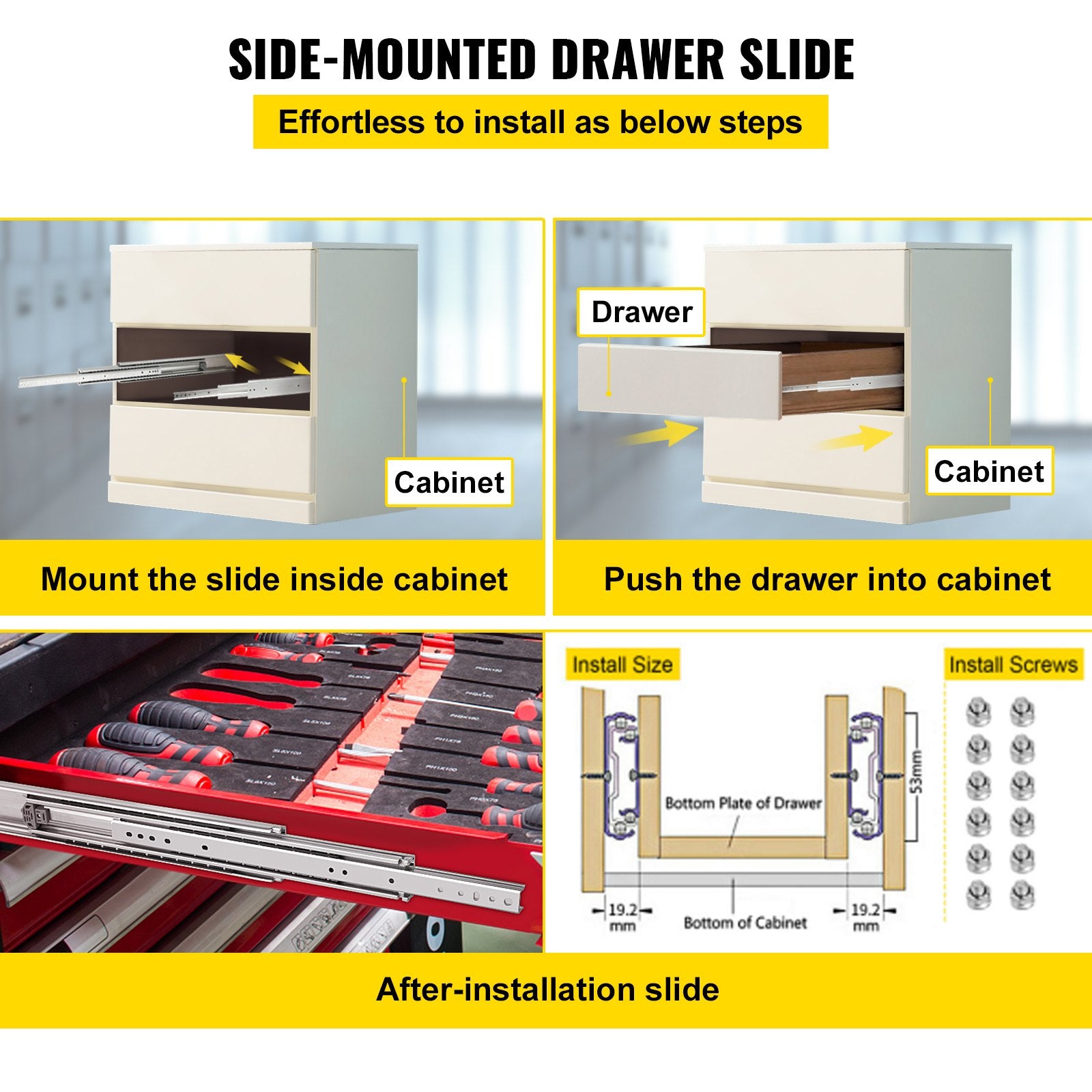 Drawer Slide Soft Close Drawer 1Pair 48" Ball Bearing Full Extension 500lb - Image 6