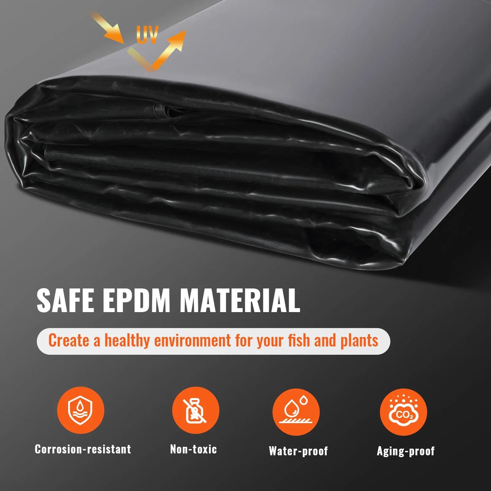 Pond Liner Fish Liner 10 x 15 ft 45 Mil EPDM Easy Cutting Underlayment - Image 3