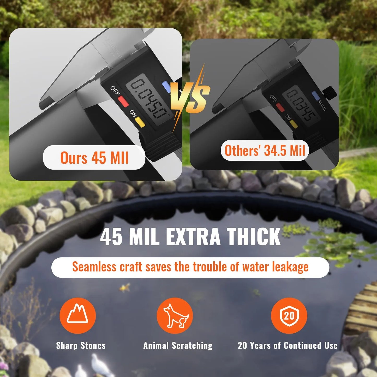 Pond Liner Fish Liner 10 x 15 ft 45 Mil EPDM Easy Cutting Underlayment - Image 4