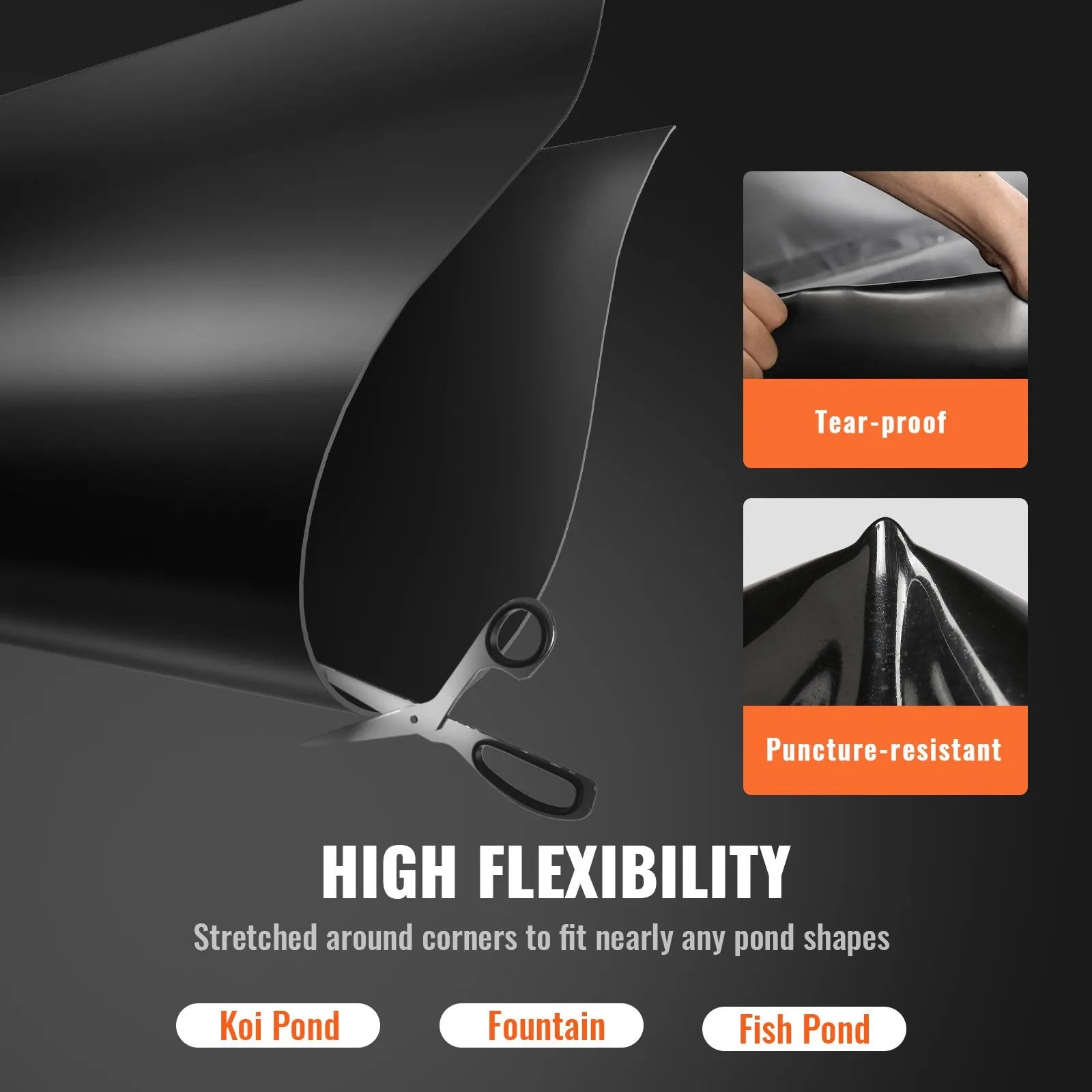 Pond Liner Fish Liner 10 x 15 ft 45 Mil EPDM Easy Cutting Underlayment - Image 5