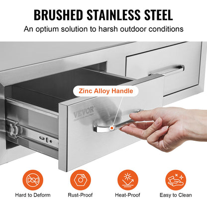 Outdoor Kitchen Drawers 30" W x 10" H x 20" D, Horizontal Double BBQ Access Drawers Stainless Steel with Handle, BBQ Island Drawers for Outdoor Kitchens or Patio Grill Station - Image 4
