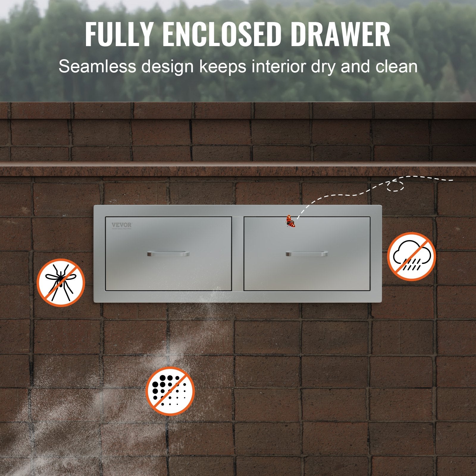 Outdoor Kitchen Drawers 30" W x 10" H x 20" D, Horizontal Double BBQ Access Drawers Stainless Steel with Handle, BBQ Island Drawers for Outdoor Kitchens or Patio Grill Station - Image 6