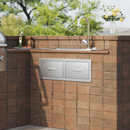 Outdoor Kitchen Drawers 30" W x 10" H x 20" D, Horizontal Double BBQ Access Drawers Stainless Steel with Handle, BBQ Island Drawers for Outdoor Kitchens or Patio Grill Station - Image 8