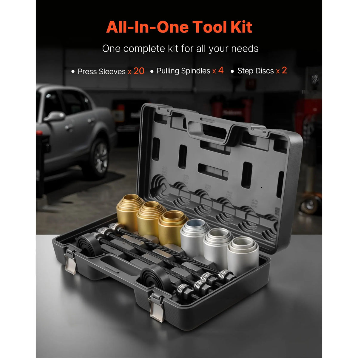 Pull and Press Sleeve Kit, 26 PCS, Steel Bush Removal Insertion Sleeve Tools with Carrying Case, Compatible with LCV and HGV Engines, for Removing and Installing Bushings, Bearings, and Seals - Image 5