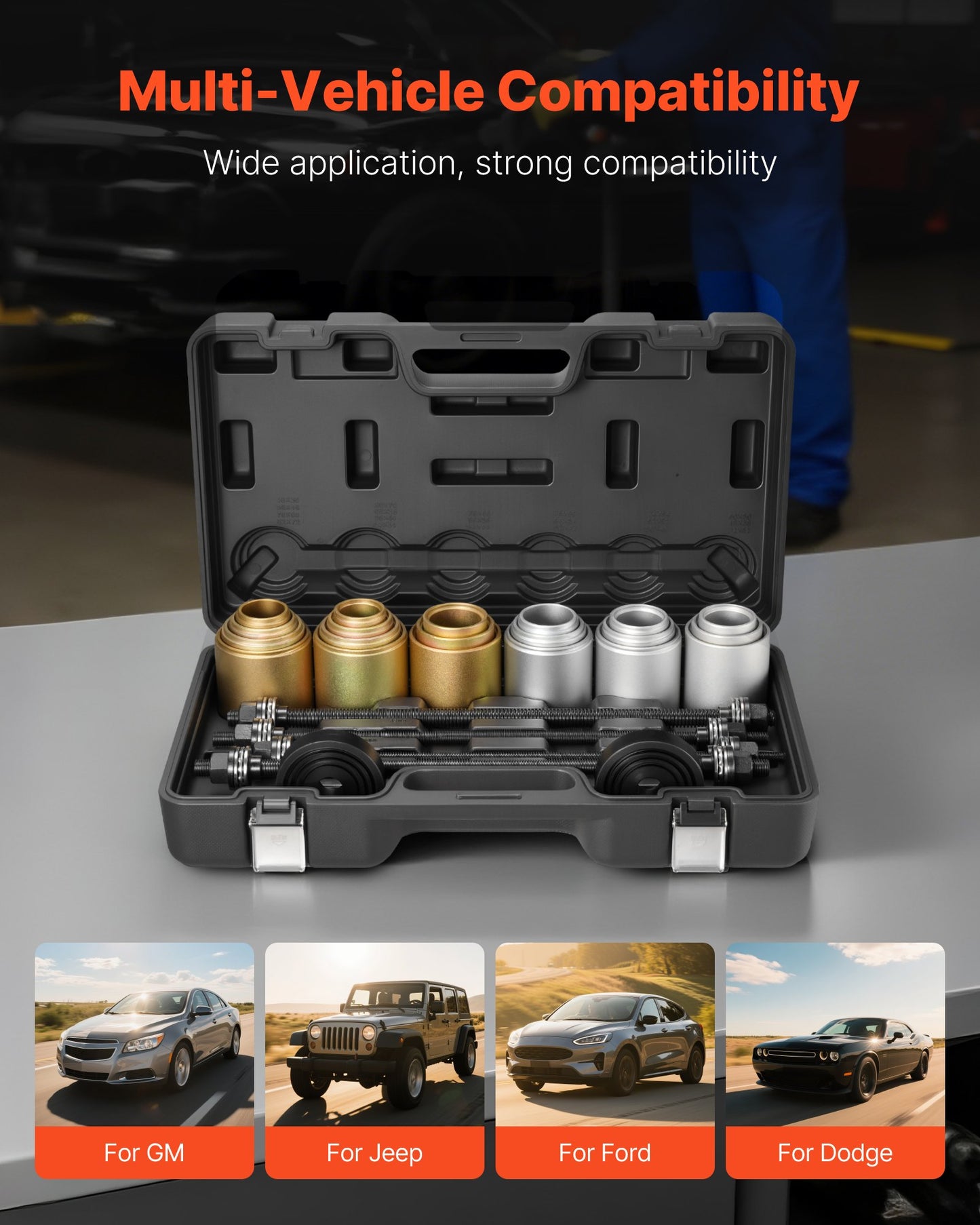 Pull and Press Sleeve Kit, 26 PCS, Steel Bush Removal Insertion Sleeve Tools with Carrying Case, Compatible with LCV and HGV Engines, for Removing and Installing Bushings, Bearings, and Seals - Image 2