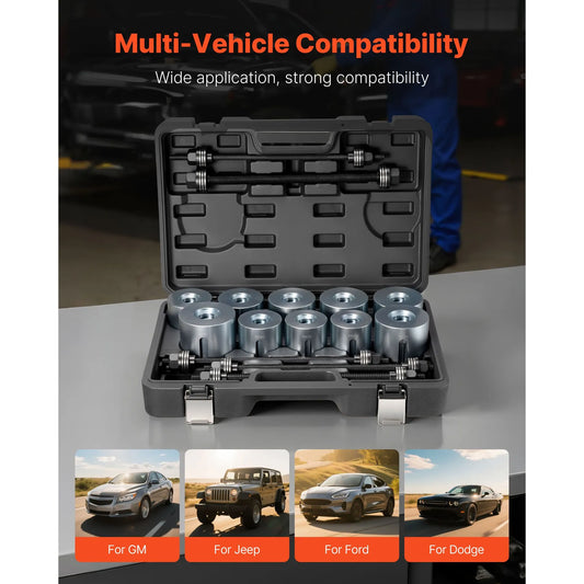 Pull and Press Sleeve Kit, 27 PCS, Steel Bush Removal Insertion Sleeve Tools with Carrying Case, Compatible with LCV and HGV Engines, for Removing and Installing Bushings, Bearings, and Seals - Image 2