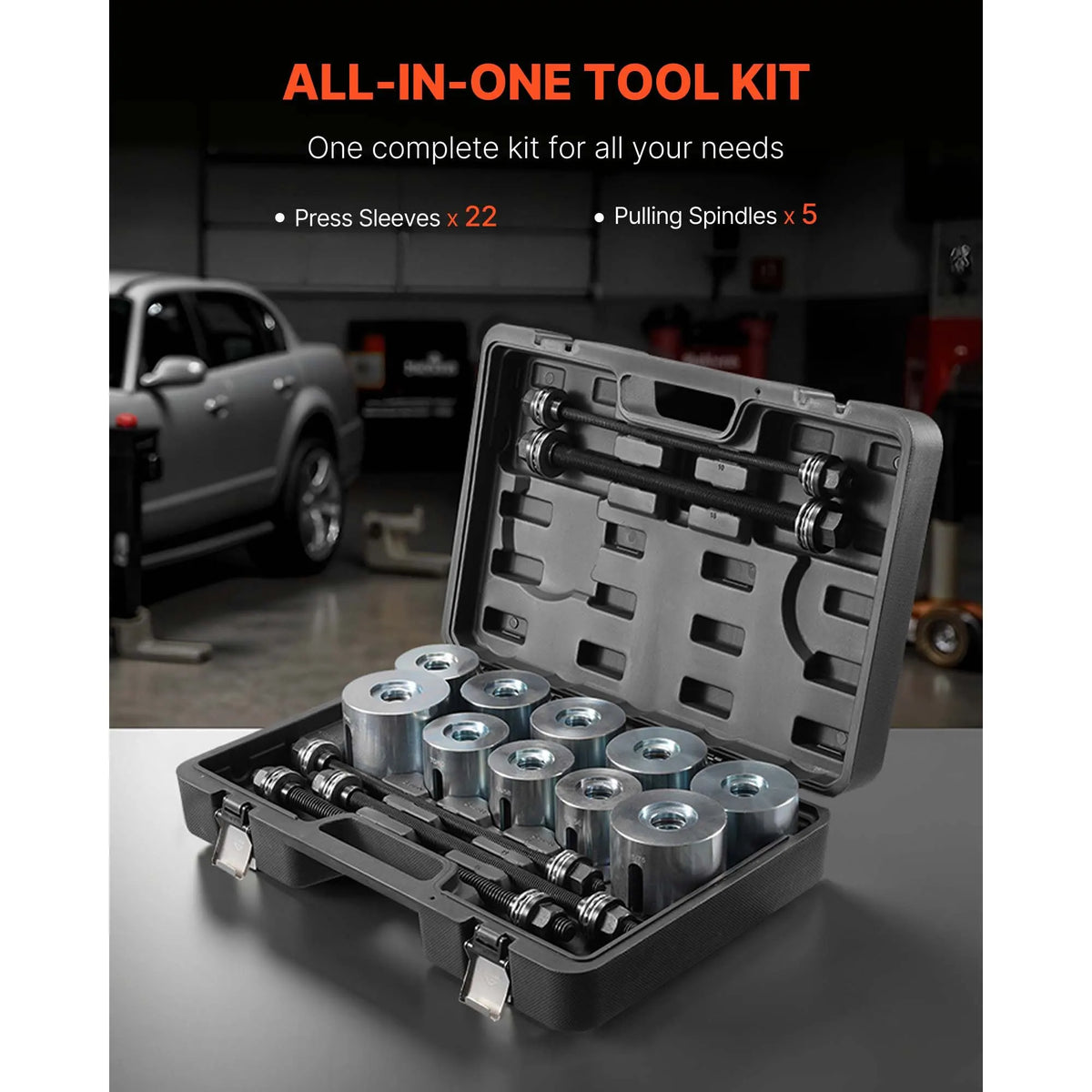 Pull and Press Sleeve Kit, 27 PCS, Steel Bush Removal Insertion Sleeve Tools with Carrying Case, Compatible with LCV and HGV Engines, for Removing and Installing Bushings, Bearings, and Seals - Image 5
