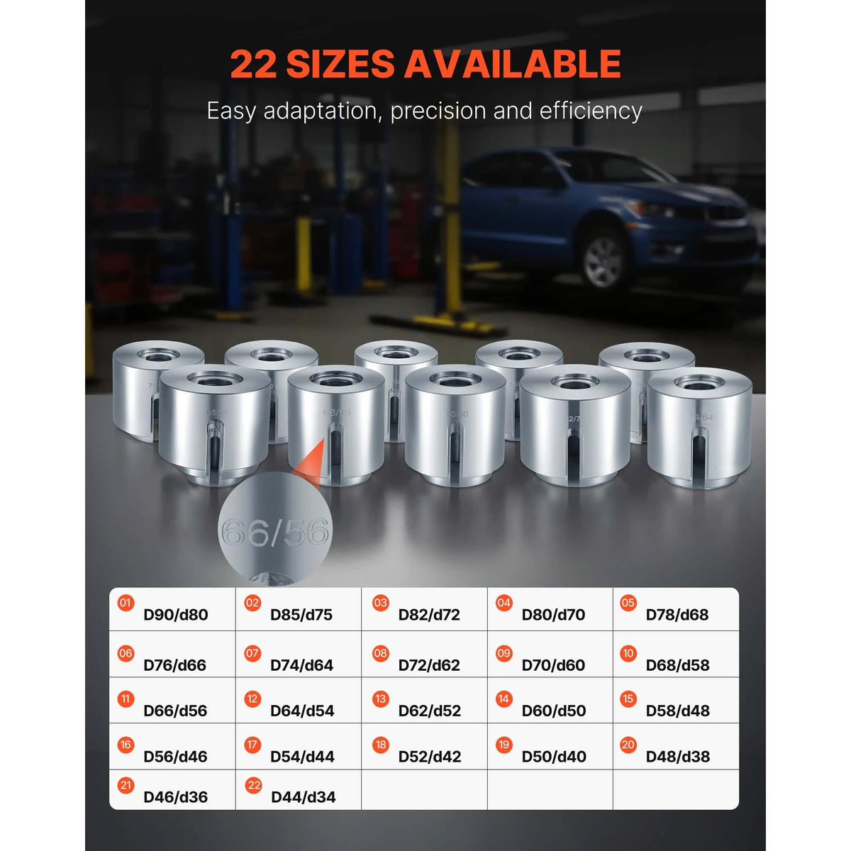 Pull and Press Sleeve Kit, 27 PCS, Steel Bush Removal Insertion Sleeve Tools with Carrying Case, Compatible with LCV and HGV Engines, for Removing and Installing Bushings, Bearings, and Seals - Image 6