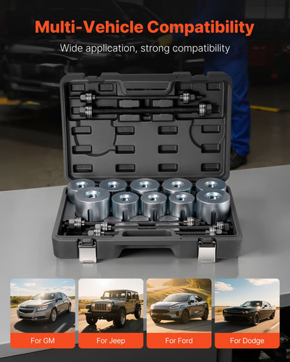Pull and Press Sleeve Kit, 27 PCS, Steel Bush Removal Insertion Sleeve Tools with Carrying Case, Compatible with LCV and HGV Engines, for Removing and Installing Bushings, Bearings, and Seals - Image 2