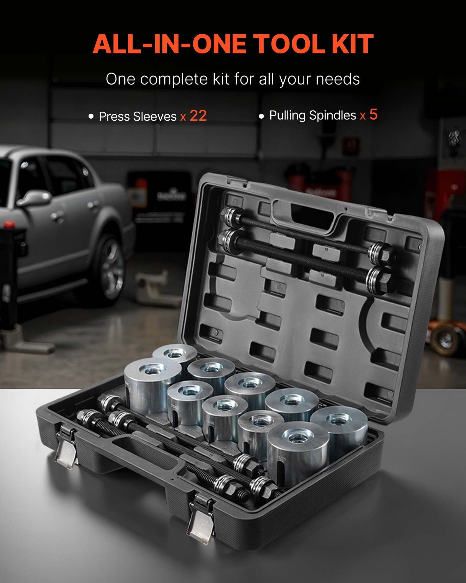 Pull and Press Sleeve Kit, 27 PCS, Steel Bush Removal Insertion Sleeve Tools with Carrying Case, Compatible with LCV and HGV Engines, for Removing and Installing Bushings, Bearings, and Seals - Image 5