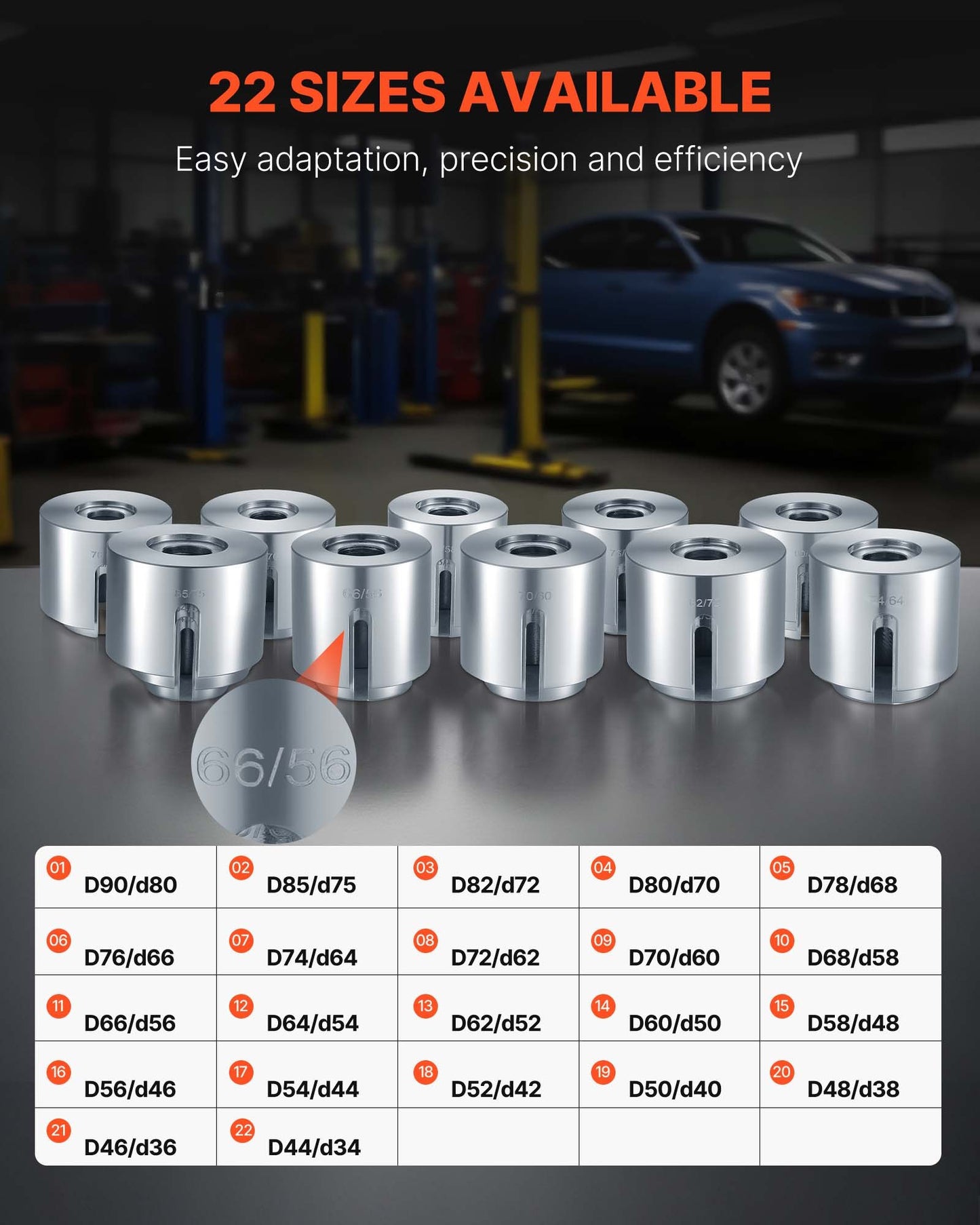 Pull and Press Sleeve Kit, 27 PCS, Steel Bush Removal Insertion Sleeve Tools with Carrying Case, Compatible with LCV and HGV Engines, for Removing and Installing Bushings, Bearings, and Seals - Image 6