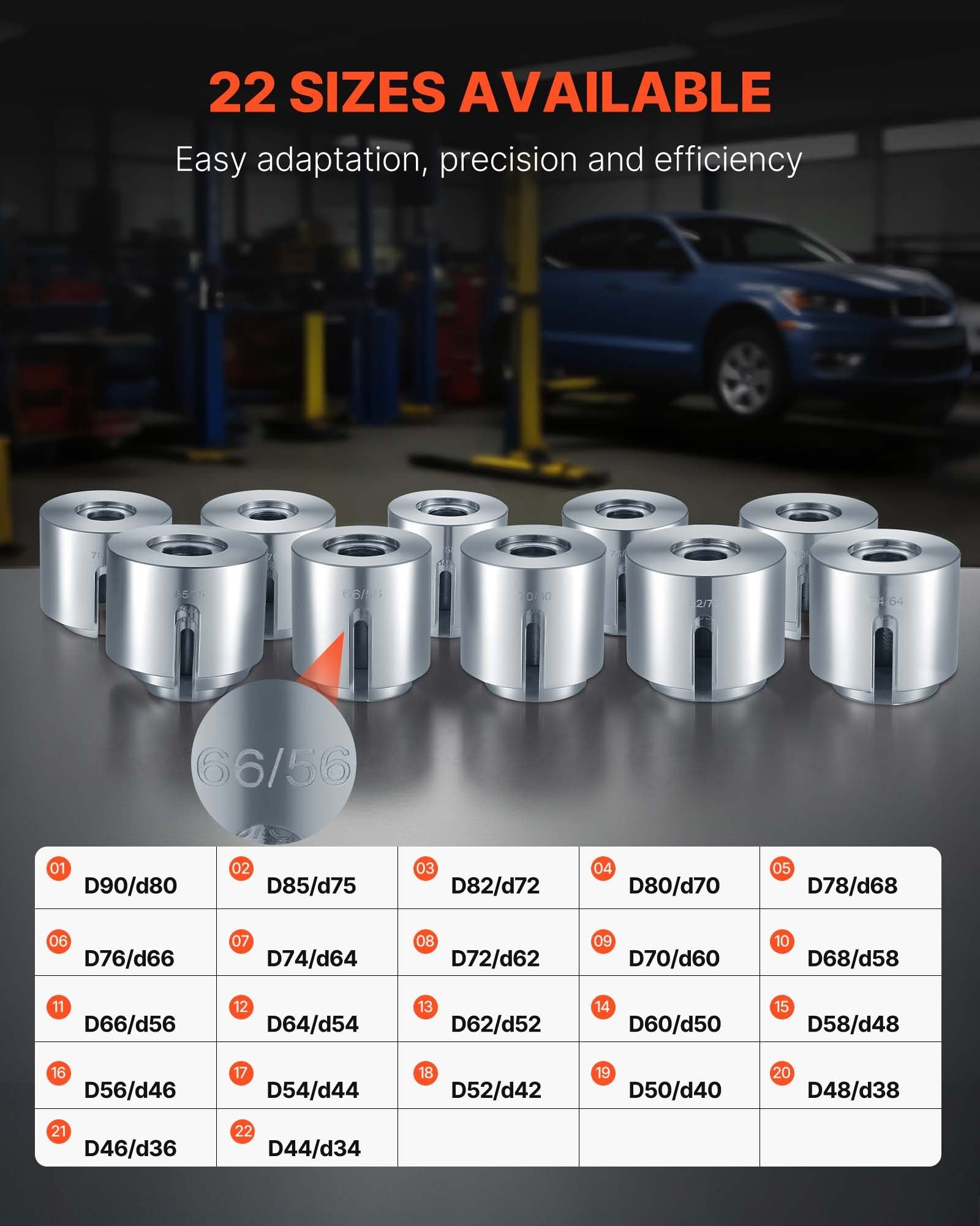Pull and Press Sleeve Kit, 27 PCS, Steel Bush Removal Insertion Sleeve Tools with Carrying Case, Compatible with LCV and HGV Engines, for Removing and Installing Bushings, Bearings, and Seals - Image 6