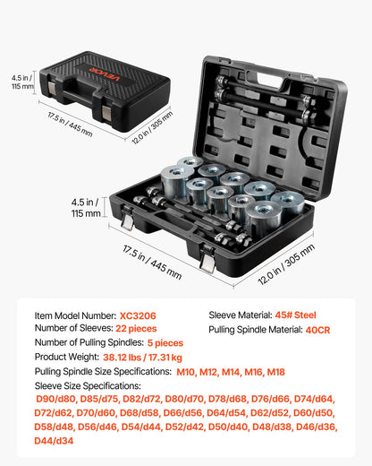 Pull and Press Sleeve Kit, 27 PCS, Steel Bush Removal Insertion Sleeve Tools with Carrying Case, Compatible with LCV and HGV Engines, for Removing and Installing Bushings, Bearings, and Seals - Image 7