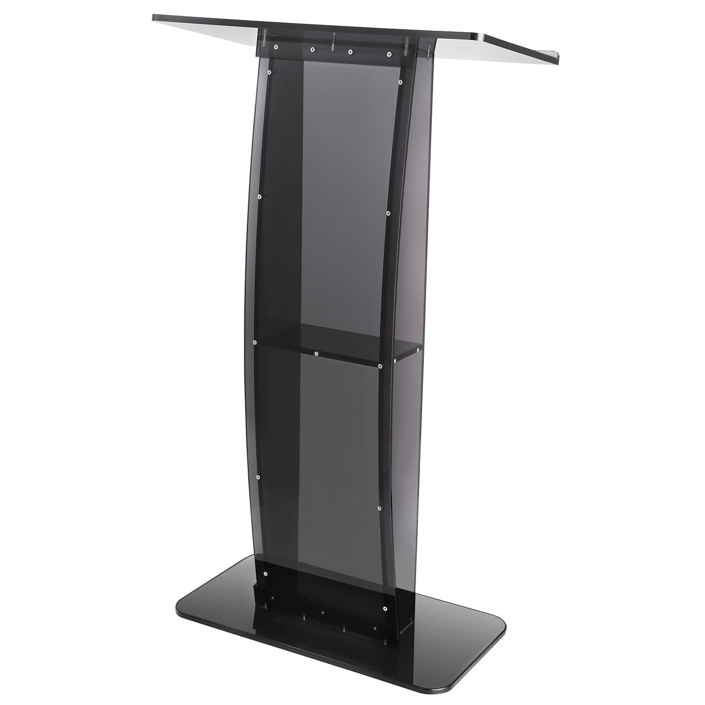 Acrylic Podium, 47" Tall, Acrylic Podium Stand with Wide Reading Surface & Storage Shelf, Floor-standing Clear Pulpits Acrylic for Church Office School, Black - Image 9