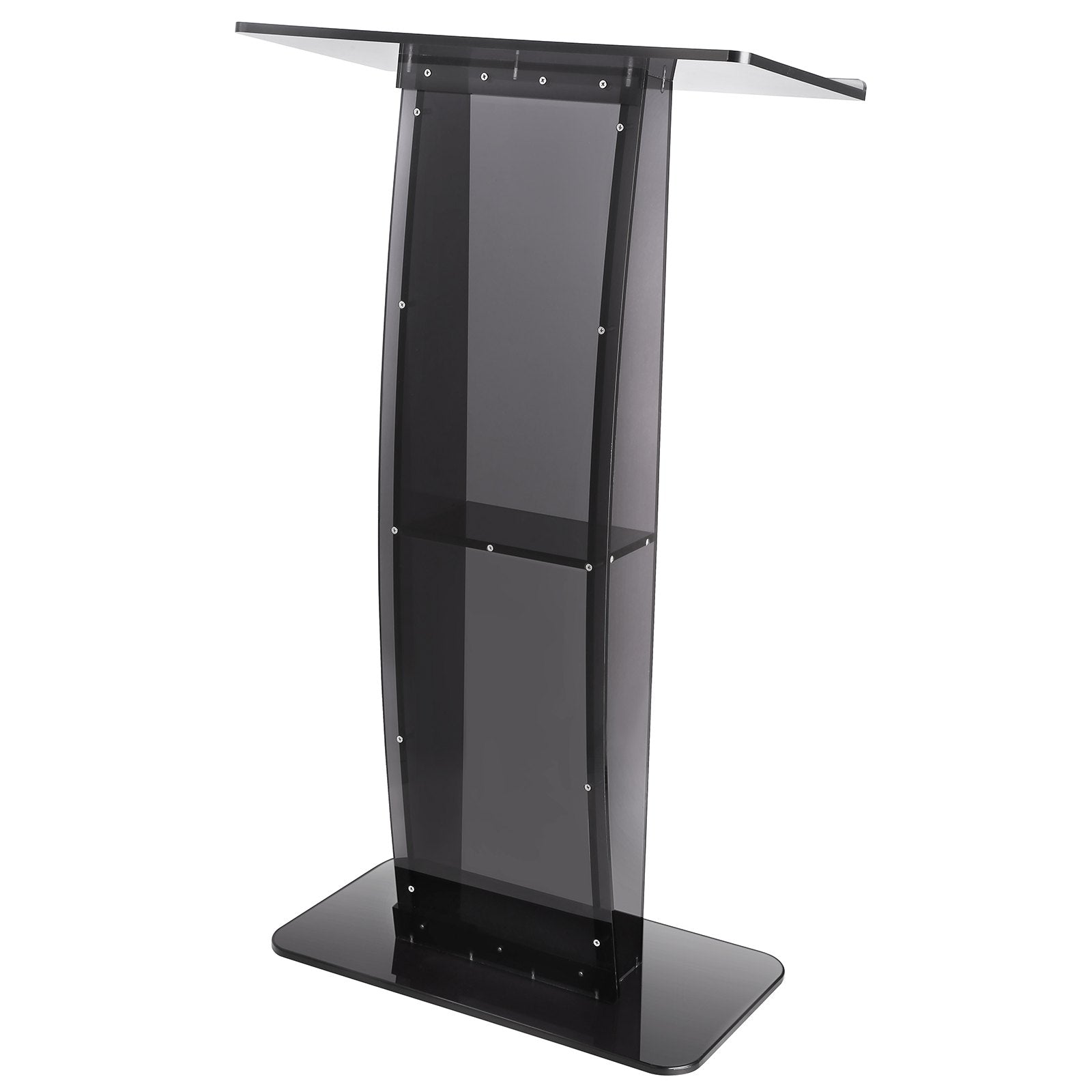 Acrylic Podium, 47" Tall, Acrylic Podium Stand with Wide Reading Surface & Storage Shelf, Floor-standing Clear Pulpits Acrylic for Church Office School, Black - Image 9