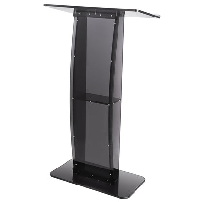 Acrylic Podium, 47" Tall, Acrylic Podium Stand with Wide Reading Surface & Storage Shelf, Floor-standing Clear Pulpits Acrylic for Church Office School, Black - Image 9