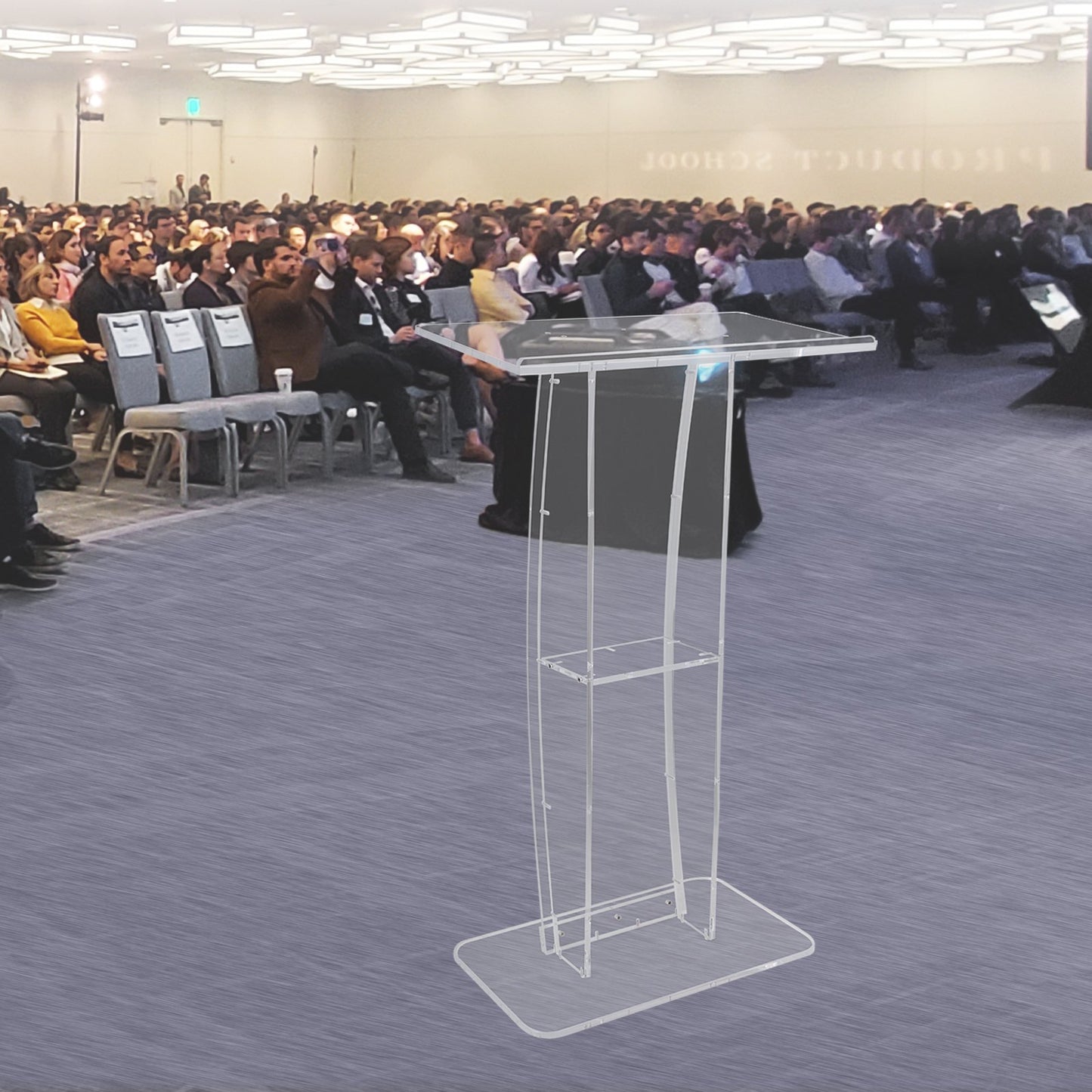 Acrylic Podium, 47" Tall, Clear Acrylic Podium Stand with Wide Reading Surface & Storage Shelf, Floor-standing Clear Pulpits Acrylic for Church Office School - Image 8