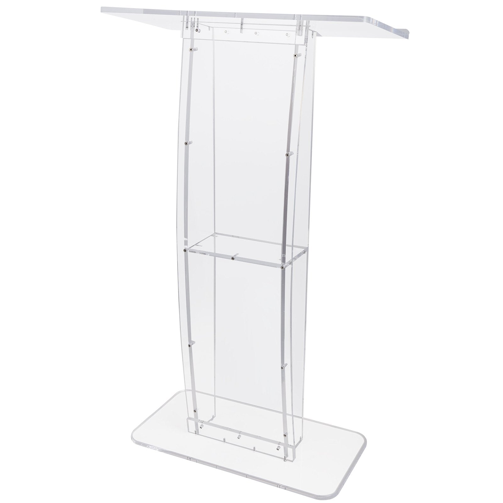 Acrylic Podium, 47" Tall, Clear Acrylic Podium Stand with Wide Reading Surface & Storage Shelf, Floor-standing Clear Pulpits Acrylic for Church Office School - Image 9