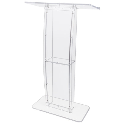 Acrylic Podium, 47" Tall, Clear Acrylic Podium Stand with Wide Reading Surface & Storage Shelf, Floor-standing Clear Pulpits Acrylic for Church Office School - Image 9