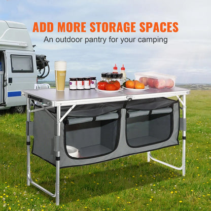 Camping Kitchen Table, Quick set-up Folding Camping Table with A Carrying Bag, 3 Adjustable Heights, MDF Camping Table, Ideal for Outdoor Picnics, BBQs, Camping, RV Traveling - Image 2