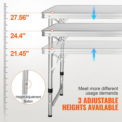 Camping Kitchen Table, Quick set-up Folding Camping Table with A Carrying Bag, 3 Adjustable Heights, MDF Camping Table, Ideal for Outdoor Picnics, BBQs, Camping, RV Traveling - Image 5