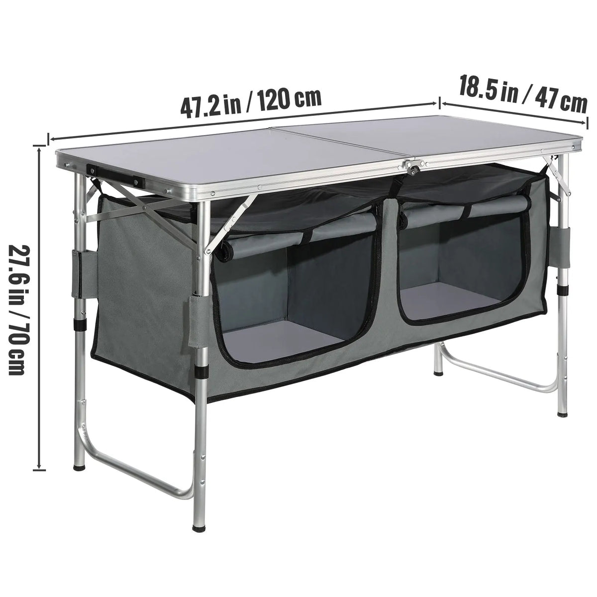 Camping Kitchen Table, Quick set-up Folding Camping Table with A Carrying Bag, 3 Adjustable Heights, MDF Camping Table, Ideal for Outdoor Picnics, BBQs, Camping, RV Traveling - Image 8