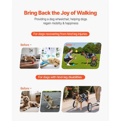 Dog Wheelchair for Back Legs, Lightweight 2 Wheels Pet Wheelchair, Height, Width & Length Adjustable, Dog Cart with Shock-Absorbing Wheels, for Injured, Disabled Dogs 21.7-39.9 kg, Large - Image 2