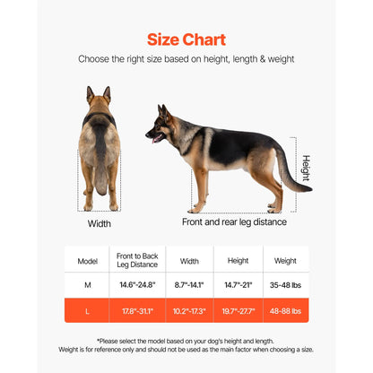 Dog Wheelchair for Back Legs, Lightweight 2 Wheels Pet Wheelchair, Height, Width & Length Adjustable, Dog Cart with Shock-Absorbing Wheels, for Injured, Disabled Dogs 21.7-39.9 kg, Large - Image 3