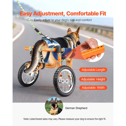 Dog Wheelchair for Back Legs, Lightweight 2 Wheels Pet Wheelchair, Height, Width & Length Adjustable, Dog Cart with Shock-Absorbing Wheels, for Injured, Disabled Dogs 21.7-39.9 kg, Large - Image 5