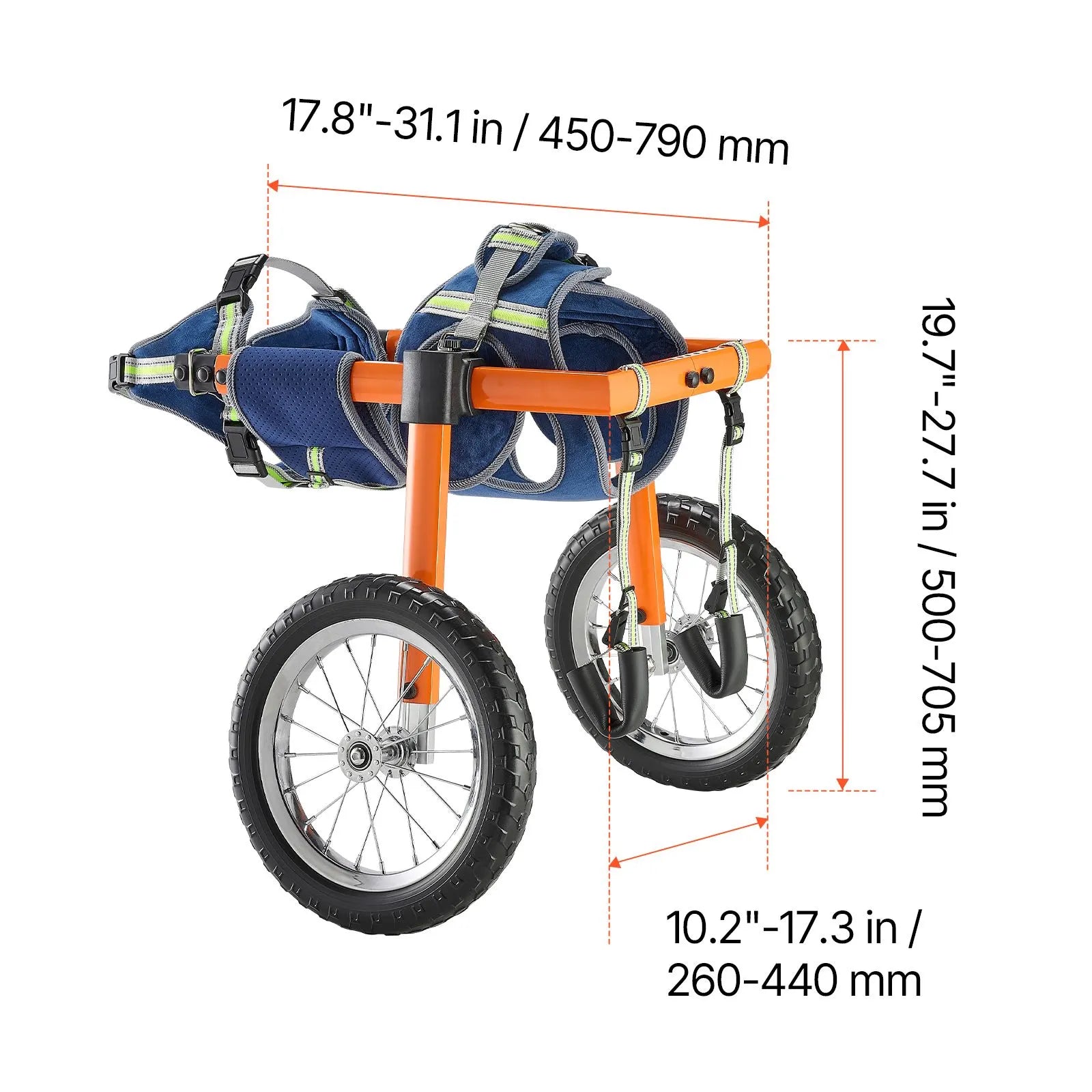 Dog Wheelchair for Back Legs, Lightweight 2 Wheels Pet Wheelchair, Height, Width & Length Adjustable, Dog Cart with Shock-Absorbing Wheels, for Injured, Disabled Dogs 21.7-39.9 kg, Large - Image 8