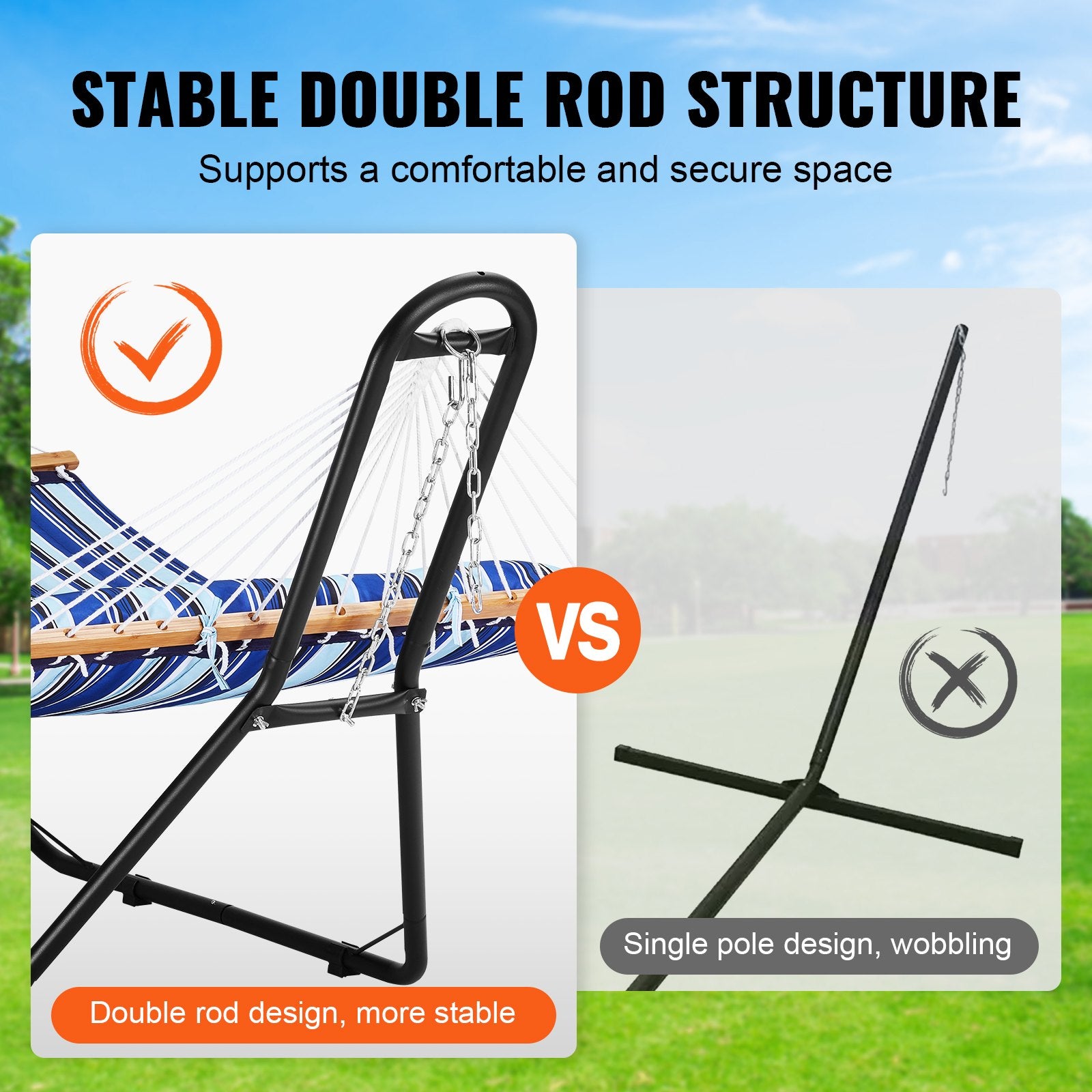 Steel Hammock Stand 450lbs Capacity Hammock Frame Fits 6.9-12.8ft Hammocks - Image 4