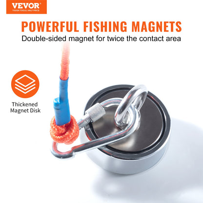 Magnet Fishing Kit, 1200lbs Pulling Force Double Sided Fishing Magnets, 2.95inch Diameter Magnet with Rope, Grappling Hook, Gloves, Waterproof Case, Threadlocker, Eye Bolt, for Fishing - Image 2