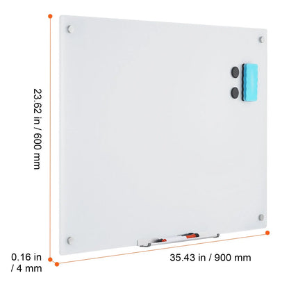 Magnetic Glass Whiteboard, Dry Erase Board 36"x24", Wall-Mounted Large White Glassboard Frameless, with Marker Tray, an Eraser and 2 Markers, White - Image 8