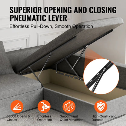 Bed Lift, 1500x2000mm Compatible Extra-large Size 140kg Load Bearing, DIY Wall Bed Mechanical Hardware Kit Vertical Deluxe, Pneumatic Lever Heavy Duty Support, Folding for Guestroom - Image 4