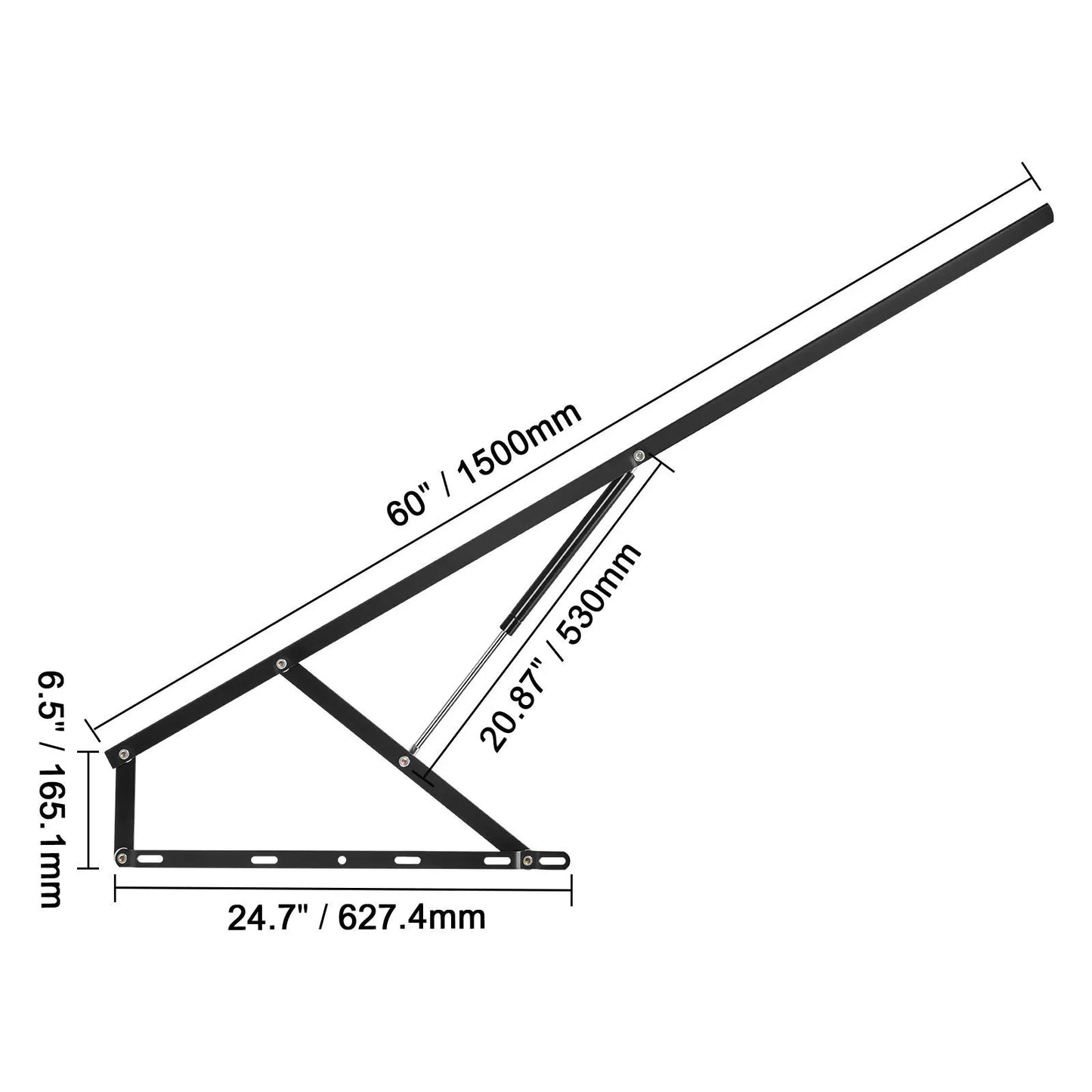 Bed Lift, 1500x2000mm Compatible Extra-large Size 140kg Load Bearing, DIY Wall Bed Mechanical Hardware Kit Vertical Deluxe, Pneumatic Lever Heavy Duty Support, Folding for Guestroom - Image 8