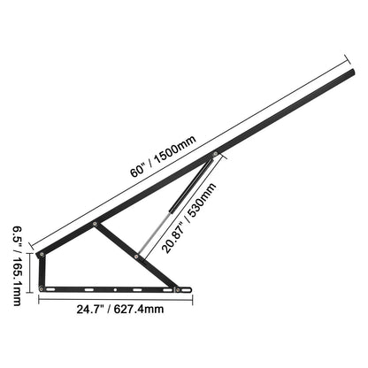 Bed Lift, 1500x2000mm Compatible Extra-large Size 140kg Load Bearing, DIY Wall Bed Mechanical Hardware Kit Vertical Deluxe, Pneumatic Lever Heavy Duty Support, Folding for Guestroom - Image 8