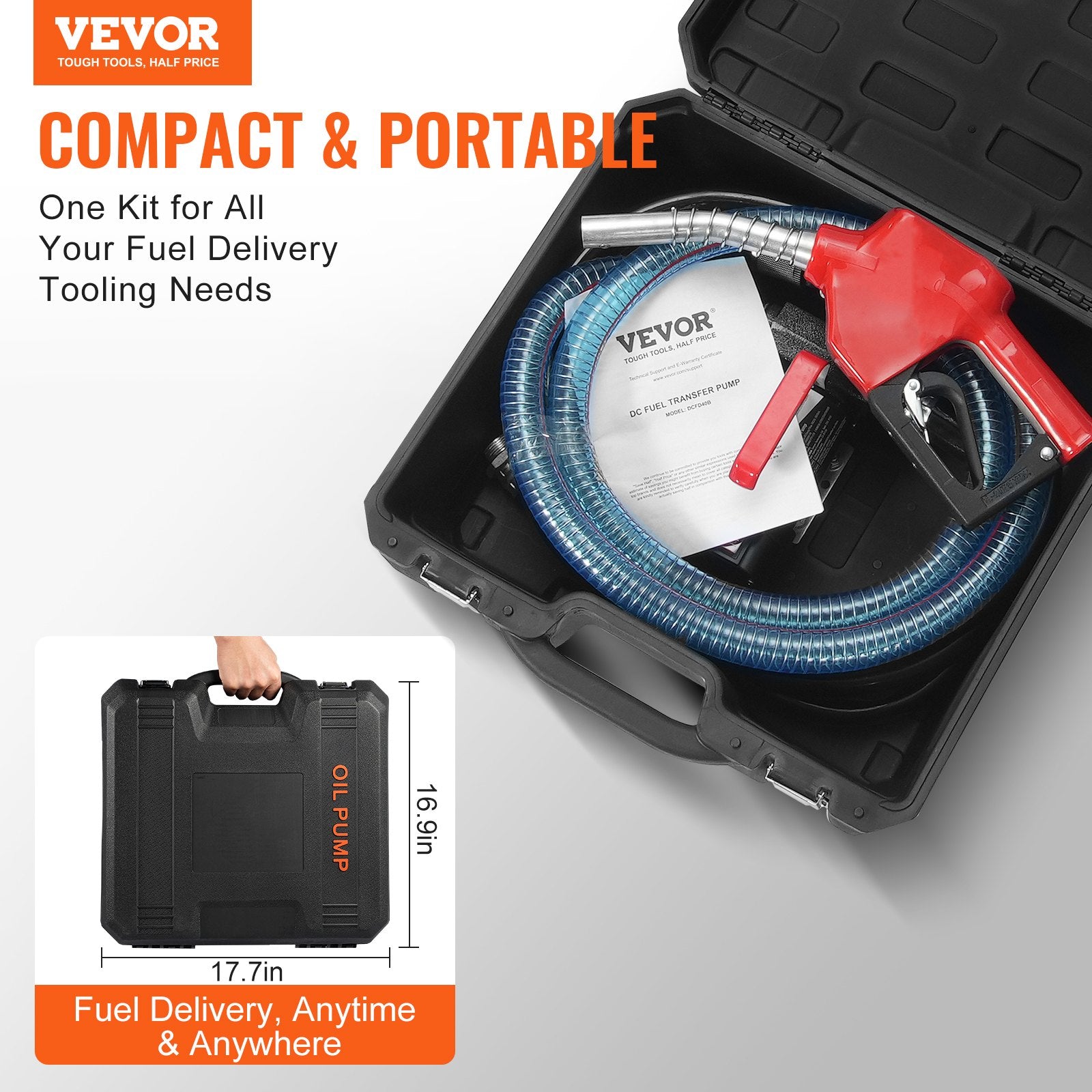 Fuel Transfer Pump, 12V DC 10 GPM 1/4 HP, Portable Electric Diesel Transfer Pump with Automatic Shut-Off Fuel Nozzle, High Flow, Long Inlet & Outlet Hose for Diesel, Kerosene, Transformer Fuel - Image 2