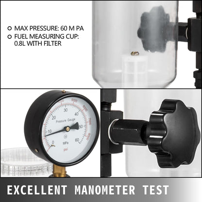 Diesel Injector Nozzle 
Pressure Tester Dual scale Manometer Test Tool 0-600Bar (0-8000PSI) 
60Mpa Test Pressure High Configuration - Image 3